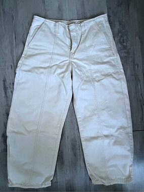 Universal Thread Mid-Rise Barrel Leg Ankle Jeans Cream Waist 10